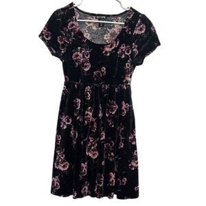 Hot Topic Roses & Moons Velvet Dress Womens Small Mini Gothic Whimsygoth Black